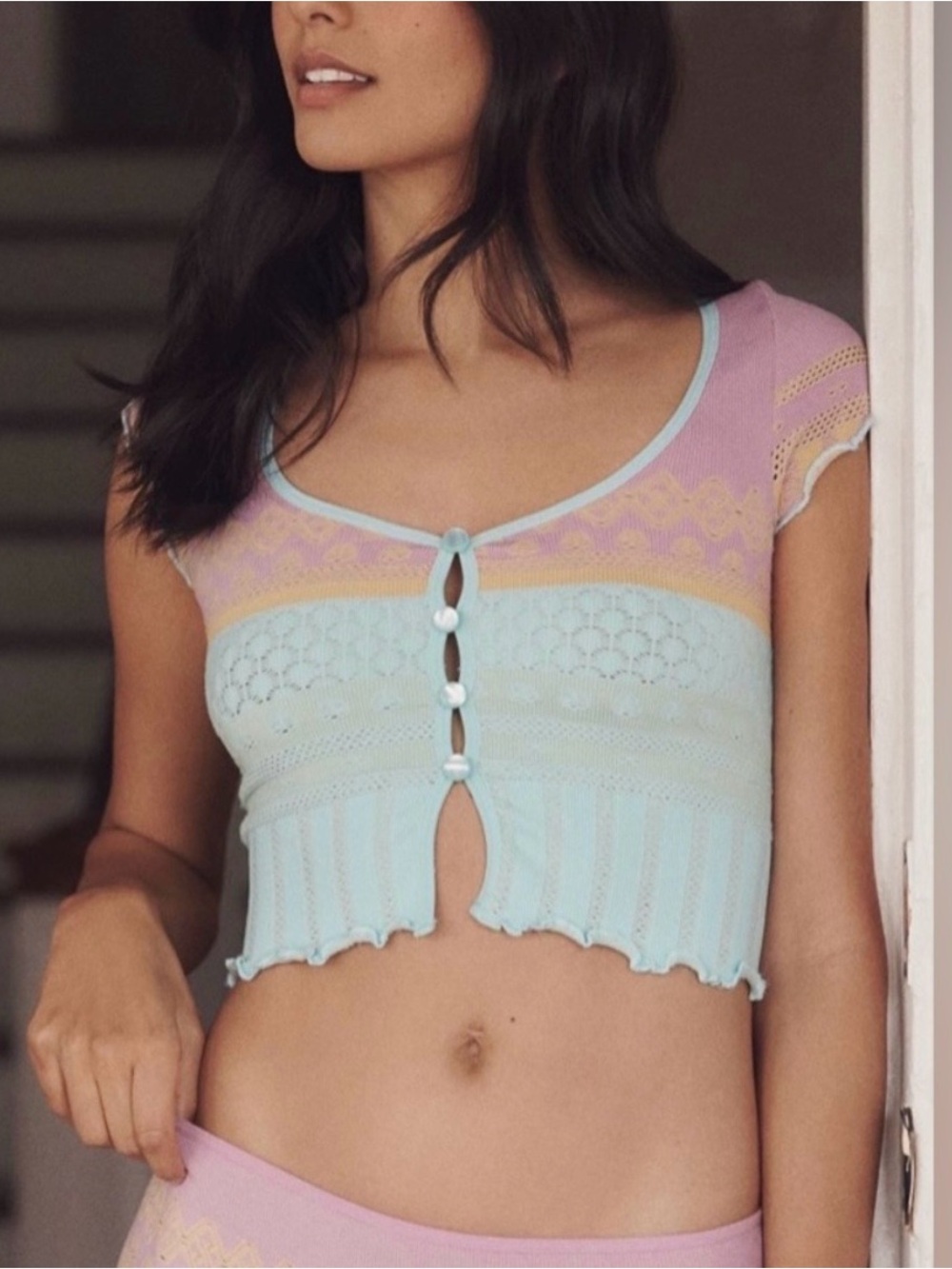 Anthropologie Textured Crop Top